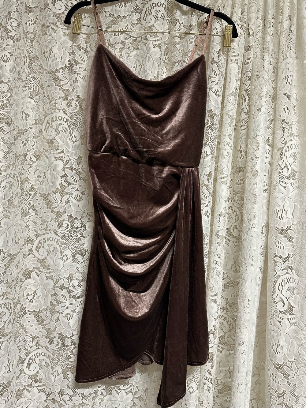 Lulus Leaving It Luxe Taupe Velvet Tulip Mini Dress